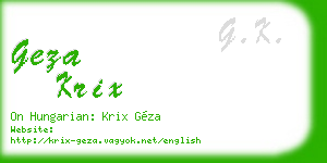 geza krix business card