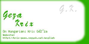 geza krix business card